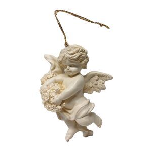 1970s Renaissance Cherub Ornament Cream Holiday Christmas Blessings Collectible